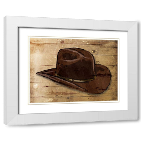 Sketched Hat White Modern Wood Framed Art Print with Double Matting by OnRei