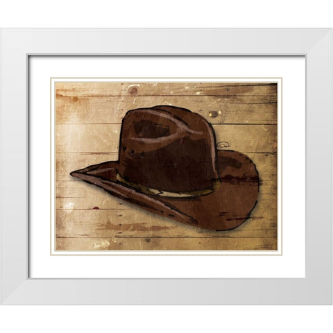 Sketched Hat White Modern Wood Framed Art Print with Double Matting by OnRei