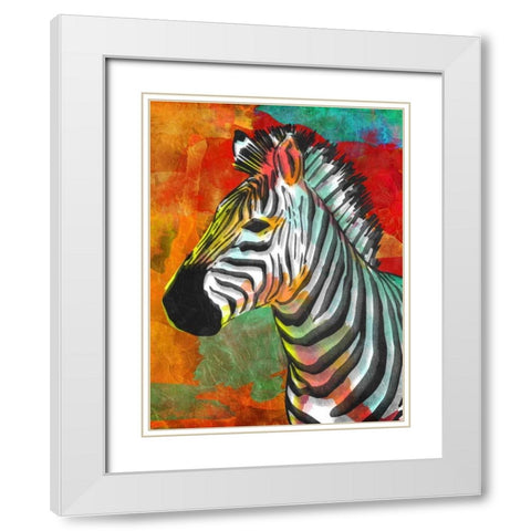 Vibrant Zebra White Modern Wood Framed Art Print with Double Matting by OnRei