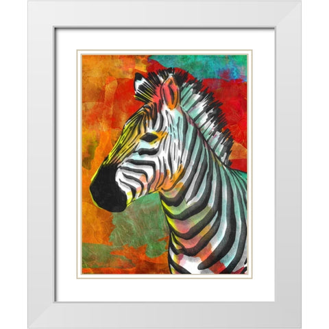 Vibrant Zebra White Modern Wood Framed Art Print with Double Matting by OnRei