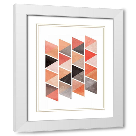 School Of Rose Triangles White Modern Wood Framed Art Print with Double Matting by OnRei