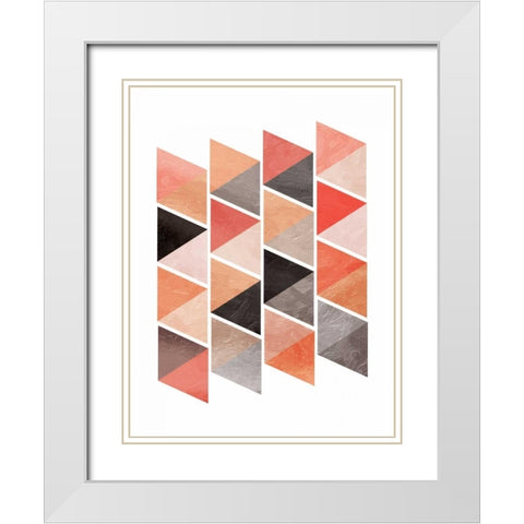 School Of Rose Triangles White Modern Wood Framed Art Print with Double Matting by OnRei