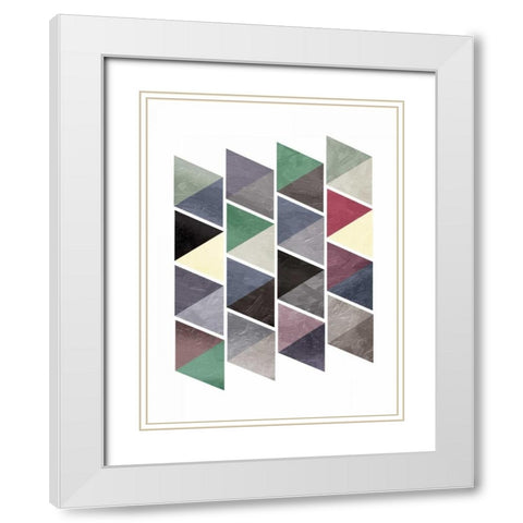 School Of Mud Triangles White Modern Wood Framed Art Print with Double Matting by OnRei