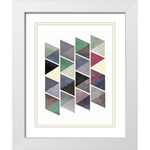 School Of Mud Triangles White Modern Wood Framed Art Print with Double Matting by OnRei