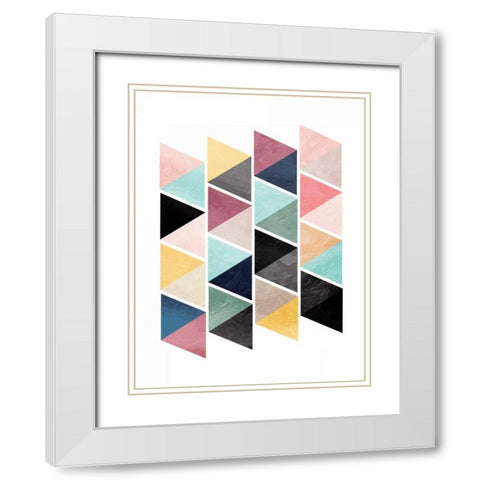 School Of Triangles White Modern Wood Framed Art Print with Double Matting by OnRei