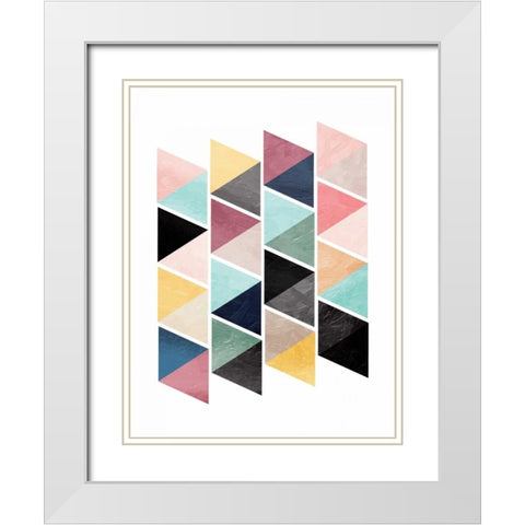 School Of Triangles White Modern Wood Framed Art Print with Double Matting by OnRei