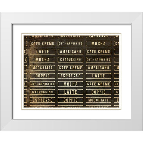 Coffee List White Modern Wood Framed Art Print with Double Matting by OnRei