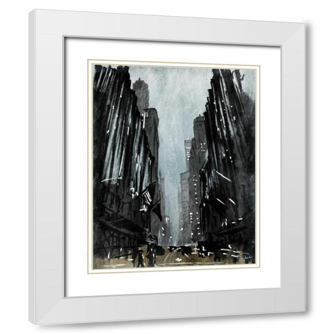 Street View White Modern Wood Framed Art Print with Double Matting by OnRei