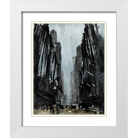 Street View White Modern Wood Framed Art Print with Double Matting by OnRei