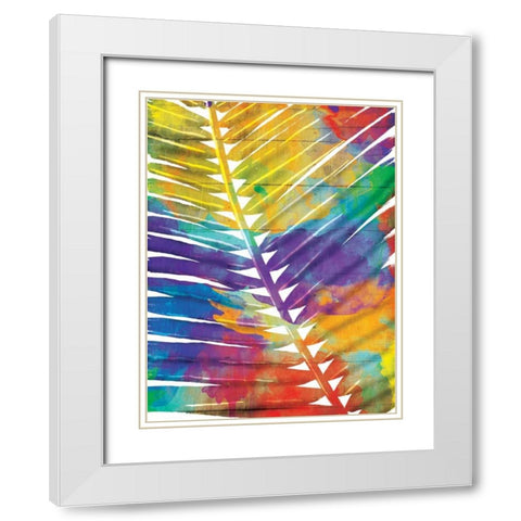 Watercolorful Palms White Modern Wood Framed Art Print with Double Matting by OnRei