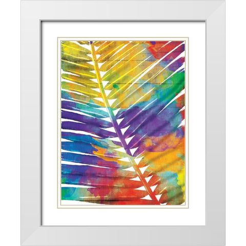 Watercolorful Palms White Modern Wood Framed Art Print with Double Matting by OnRei