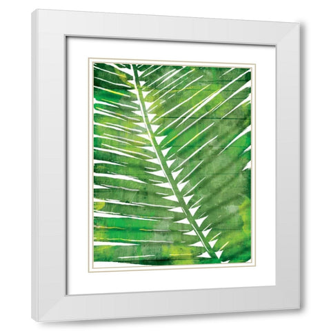 Watercolor Palms White Modern Wood Framed Art Print with Double Matting by OnRei