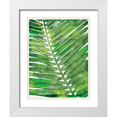 Watercolor Palms White Modern Wood Framed Art Print with Double Matting by OnRei