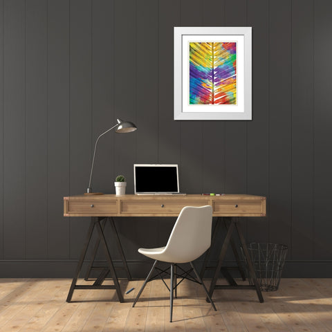 Watercolorful Palms Mate White Modern Wood Framed Art Print with Double Matting by OnRei