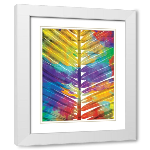 Watercolorful Palms Mate White Modern Wood Framed Art Print with Double Matting by OnRei