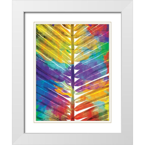 Watercolorful Palms Mate White Modern Wood Framed Art Print with Double Matting by OnRei