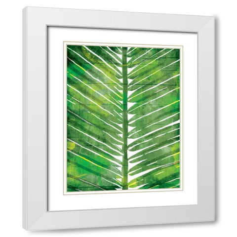 Watercolor Palms Mate White Modern Wood Framed Art Print with Double Matting by OnRei