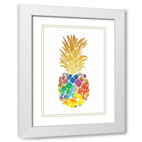 Gold Leaf Pineapple Mate White Modern Wood Framed Art Print with Double Matting by OnRei