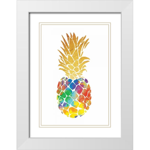 Gold Leaf Pineapple Mate White Modern Wood Framed Art Print with Double Matting by OnRei