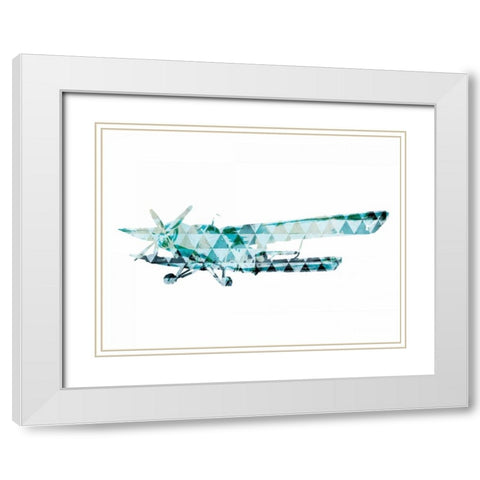 Sky Plane Triangles White Modern Wood Framed Art Print with Double Matting by OnRei