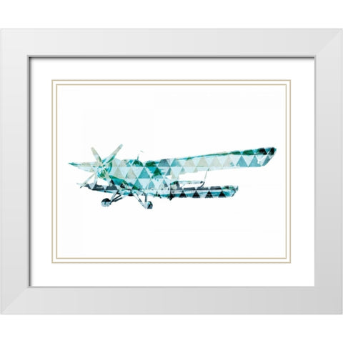 Sky Plane Triangles White Modern Wood Framed Art Print with Double Matting by OnRei