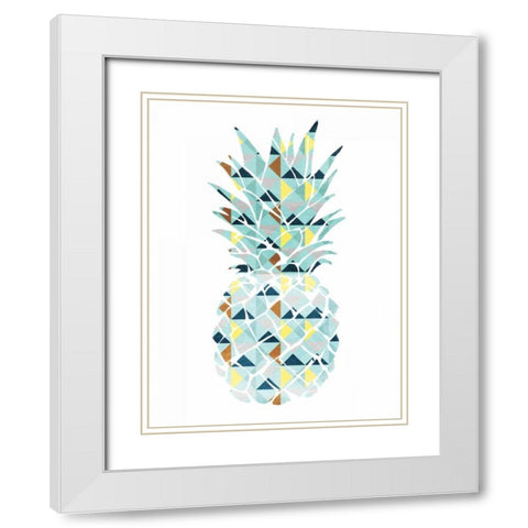 Pineapple Triangles White Modern Wood Framed Art Print with Double Matting by OnRei