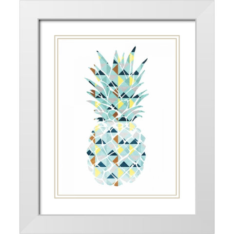 Pineapple Triangles White Modern Wood Framed Art Print with Double Matting by OnRei