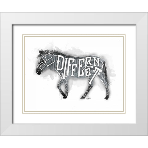 Be Different White Modern Wood Framed Art Print with Double Matting by OnRei