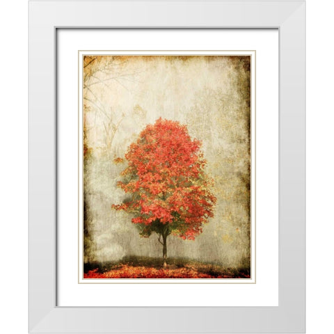 Fire Tree White Modern Wood Framed Art Print with Double Matting by OnRei