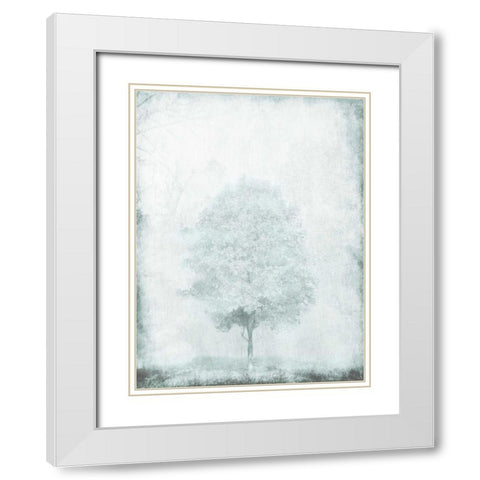 Snow Tree White Modern Wood Framed Art Print with Double Matting by OnRei