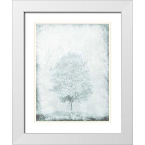 Snow Tree White Modern Wood Framed Art Print with Double Matting by OnRei