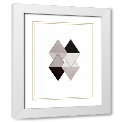 Grey Simplicity White Modern Wood Framed Art Print with Double Matting by OnRei