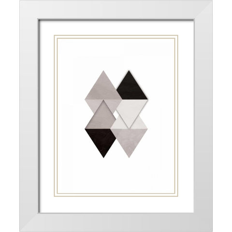 Grey Simplicity White Modern Wood Framed Art Print with Double Matting by OnRei