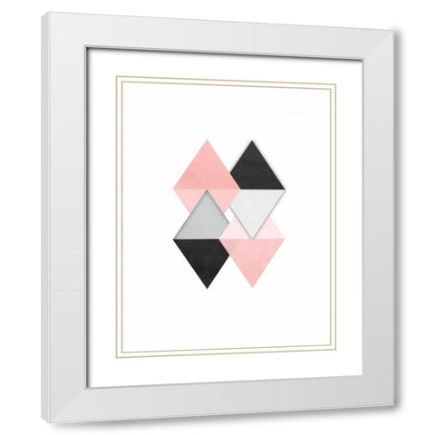 Rose Simplicity White Modern Wood Framed Art Print with Double Matting by OnRei