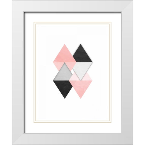 Rose Simplicity White Modern Wood Framed Art Print with Double Matting by OnRei