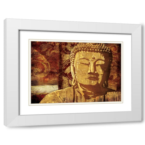 Find Golden Serenity White Modern Wood Framed Art Print with Double Matting by OnRei