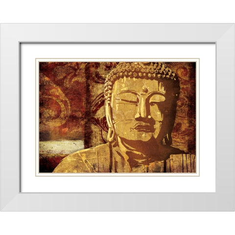 Find Golden Serenity White Modern Wood Framed Art Print with Double Matting by OnRei