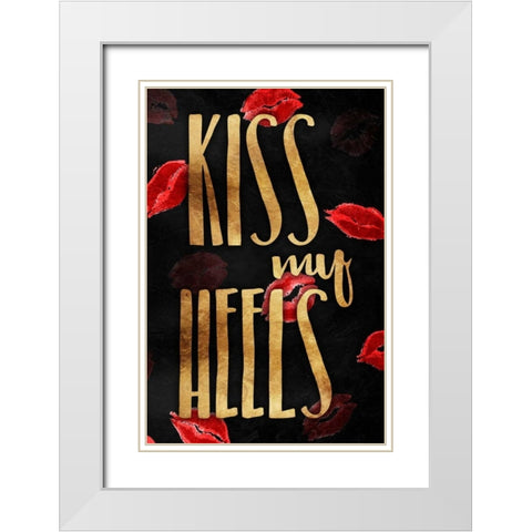 Kiss My Gold Heels White Modern Wood Framed Art Print with Double Matting by OnRei