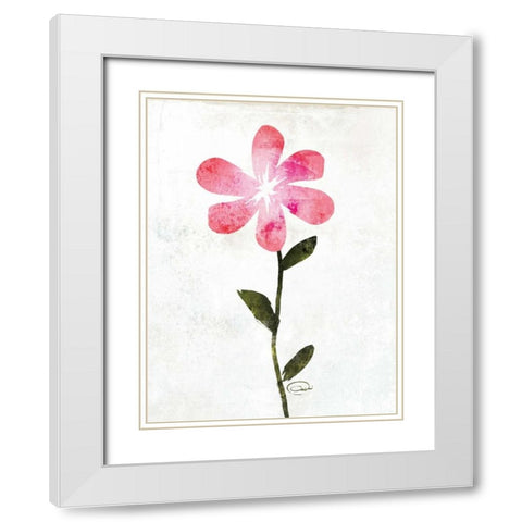 Happy Pink White Modern Wood Framed Art Print with Double Matting by OnRei