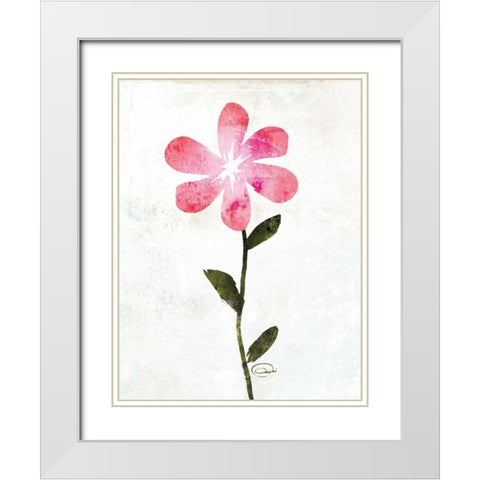 Happy Pink White Modern Wood Framed Art Print with Double Matting by OnRei