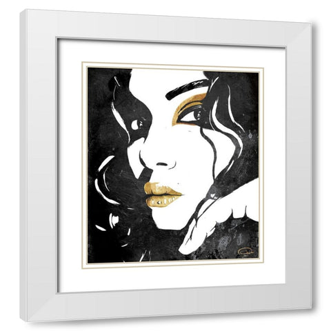 Divine Gold White Modern Wood Framed Art Print with Double Matting by OnRei