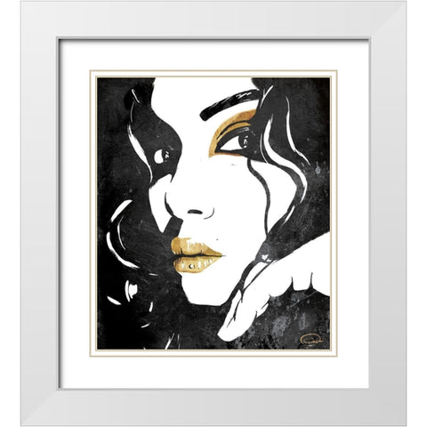 Divine Gold White Modern Wood Framed Art Print with Double Matting by OnRei