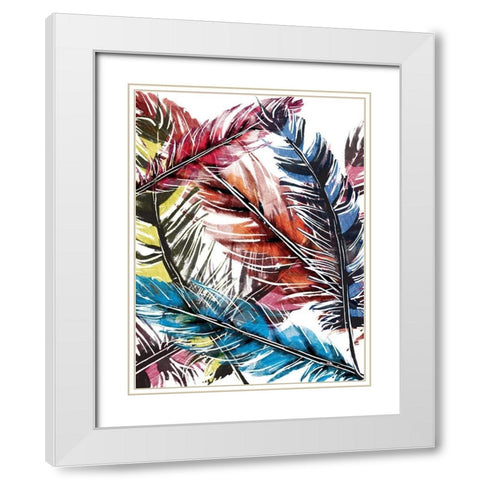 Feather Mix White Modern Wood Framed Art Print with Double Matting by OnRei