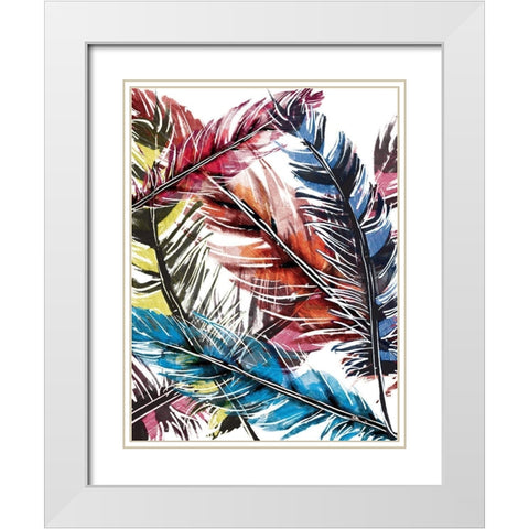 Feather Mix White Modern Wood Framed Art Print with Double Matting by OnRei