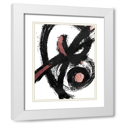 Jaidens Swirl Rose White Modern Wood Framed Art Print with Double Matting by OnRei