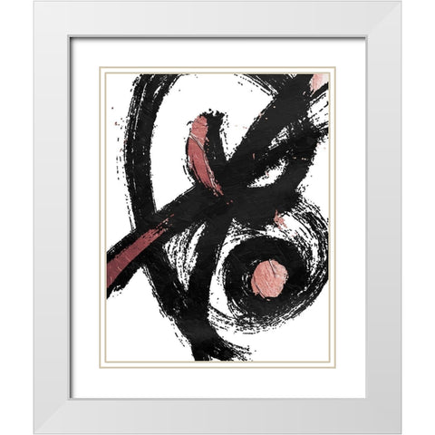 Jaidens Swirl Rose White Modern Wood Framed Art Print with Double Matting by OnRei