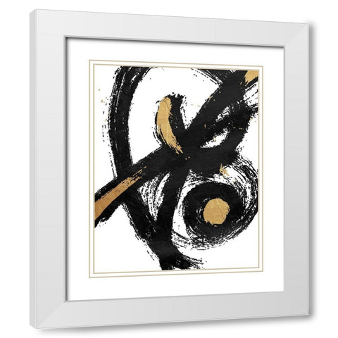 Jaidens Swirl White Modern Wood Framed Art Print with Double Matting by OnRei