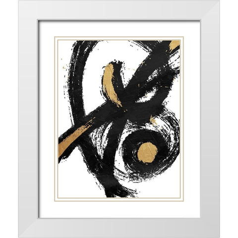 Jaidens Swirl White Modern Wood Framed Art Print with Double Matting by OnRei