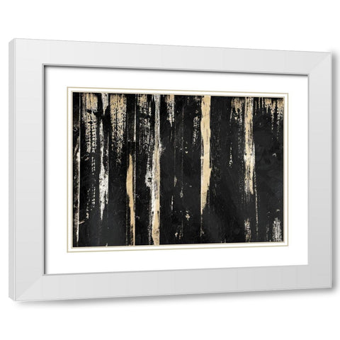 Gold Streaks White Modern Wood Framed Art Print with Double Matting by OnRei