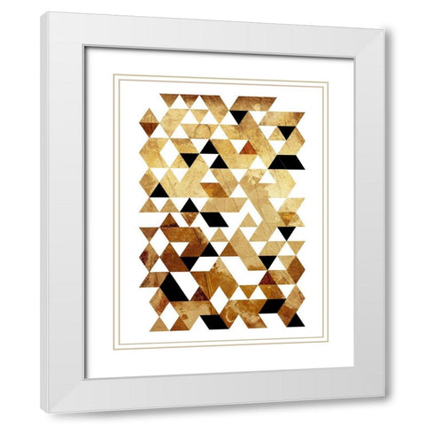 Golden Triangles Mate White Modern Wood Framed Art Print with Double Matting by OnRei